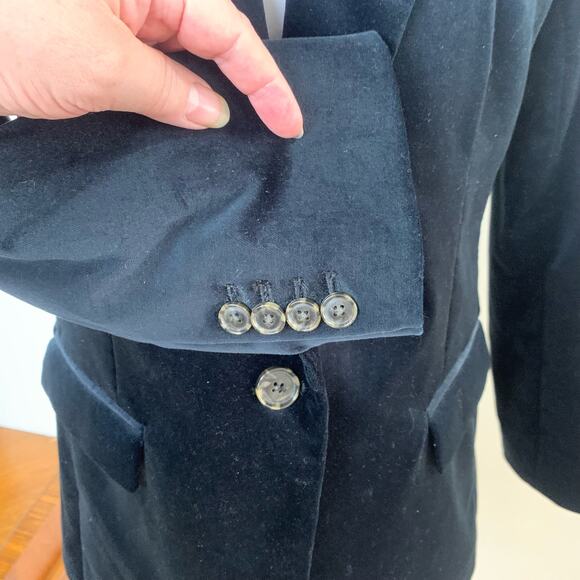 J. Crew Size 10P Petite Velvet Blazer Jacket Navy Blue Single Button Career - Picture 8 of 11